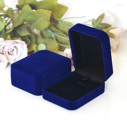 Jewelry Pouches 7.8x6x3.1cm Rectangular Velvet Box Blue Earrings Ring Necklace Bracelet Display Royal Wedding Gift Storage Case