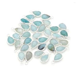 Charms Pendants Natural Stone Blue Amazonite Drop Shape Pendant For Women Jewellery Making DIY Necklace Accessories Gift 13x23mm
