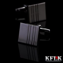 KFLK Jewellery French Shirt Cufflink for Mens Brand Cuff link Button Square Black male High Quality guests 2017 New Arrival