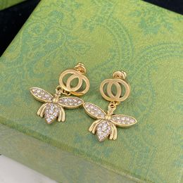 Earring New Vintage Letter G Bee Pendant Stud Earrings for Women Designer Jewelry Fashion Brand Party Gift