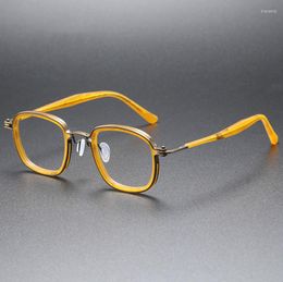 Sunglasses Frames Pure Titanium Acetate Eyeglasses Frame Men Retro Optical Eyewear Replaceable Lens Prescription Vintage Glasses Women