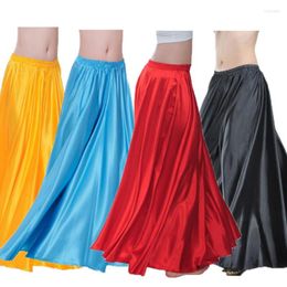 Stage Wear Satin Shining Belly Dance Skirt For Woman Big Swing Gypsy Spanish Flamenco Dancesuit Costumes Performance Clothing