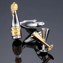 Brand new high quality Champagne Cup Cufflinks fashion suit Jewellery wine bottle Cufflinks men's Wedding Shirt Badge Pin