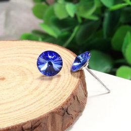 Stud Earrings Classic 925 Sterling Silver Blue Crystal For Women Girls Wedding Gifts Fine Jewelry