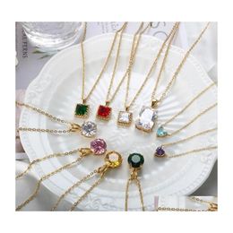 Pendant Necklaces Zmfashion Top Quality Fashion Gold Colour Necklace For Women Cubic Zircon Jewellery Crystal Collar Ladies Drop Delive Dhbtn