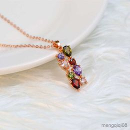 Pendant Necklaces For Women Trendy Colourful Waterdrop Cubic Zirconia Rose Gold Colour Gift Fashion Jewellery