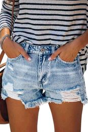 Wholesale Summer Brand Womens Shorts Short Skirt Sports Running Fitness Quick Dry Angerella Denim Casual Mid Waist Ripped Jean Frayed Raw Hem Distressed Stretchy Je