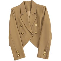 Women's Suits Blazers 2023 Spring Camel Color Female Suit Coat Highclass Doublebreasted Fashionable Versatile Trend 230519