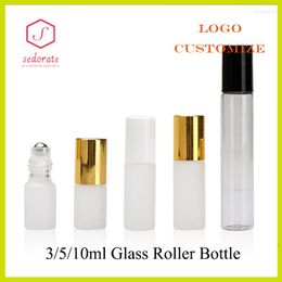 Storage Bottles 10/20/50/100pcs 3ml Glass Vials Clear Roller Bottle Frosted Essential Oil Refill 5ml 10ml Serum LD001