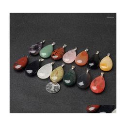 Pendant Necklaces 15X26X8Mm 20Pcs/Lot Drop Shape Opalite Jaspers Sandstone Quartz Tiger Eye Pendants For Necklace Jewellery Making Deli Dhwj3