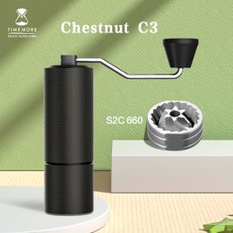 Manual Coffee Grinders TIMEMORE Chestnut C2 C3 Manual Coffee Grinder S2C Burr Inside High Quality Portable Hand Grinder with Dual Bearing Positioning 230518