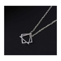 Pendant Necklaces Simple Necklace Jewelry On The Neck Small Kpop Triangle Women 2022 Student Vintage Quadrilateral Geometry Drop Del Dhbkl