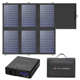 ALLPOWERS Solar Powerbank 41600mAh 200W Portable Powerstation with Solarpanel 60WDC USB USB-C Output for Camping Laptop Iphone