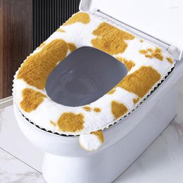 Toilet Seat Covers Korean Style Plush Cushion Autumn Winter Thickened Warm Cover Zipper Type With Handles