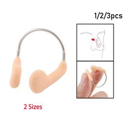 3PSCNose clip 1/2/3 durable non slip soft Sile steel wire nose clips for swimming diving water sports swimming nose clips skin Colour P230519