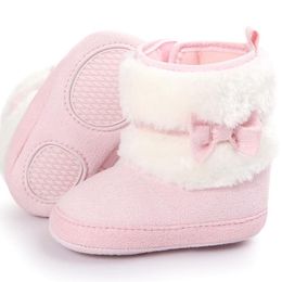First Walkers Baby Bowknot Keep Warm Soft Sole Snow Boots Crib Shoes Toddler