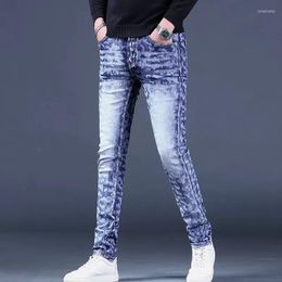 Men's Jeans Men Camouflage Autumn Casual Blue Slim Fit Straight Pants Streetwear Fashion Denim Trousers CP2056
