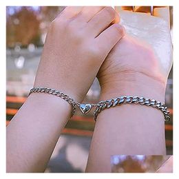 Charm Bracelets Magnetic Chain Couple Love Heart Attraction Relationship Matching Friendship Bracelet Jewellery Drop Delivery Dhgarden Dhgjq