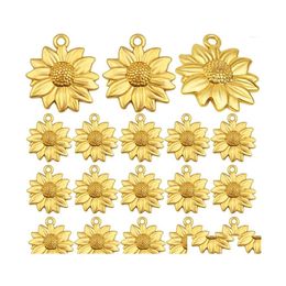 Pendant Necklaces 60Pcs Antique Sunflower Pendants Charms Alloy Vintage Flower Dangle For Diy Necklace Bracelet Jewellery Making Drop D Dhfi5