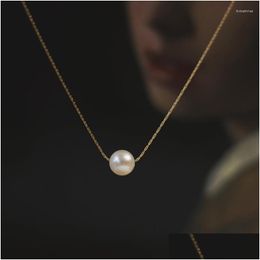 Pendant Necklaces Stainless Steel A Pearl Pendants Design Chain Short Gold Colour On The Neck For Necklace Women Aesthetic Jewellery Dhzt8