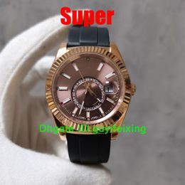 High quality Mens watches Eat 2813 automatic Movement 226235 326235 326239 watches 42mm Brown dial 18k rose gold stainless steel black rubber strap men's wristwatch