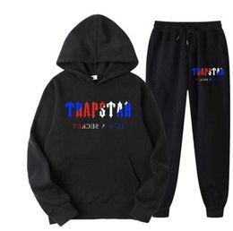 TRAPSTAR Brand Tracksuit Printed Sportswear Men 16 colors Warm Two Pieces Set Loose Hoodie Sweatshirt Pants jogging New high end 85ess