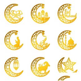 Other Festive Party Supplies Islamic Muslim Wall Decor Sticker 3D Ramadan Kareem Moon Star Acrylic Mirror Decals Drop Delivery Home Dhhcz