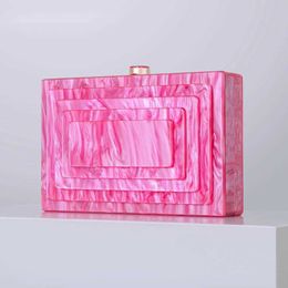 Evening Bags Multi layer Box Clutch Women Elegant Rose Red Purses and Handbags Ladies Chain Crossbody Wedding Party 230427