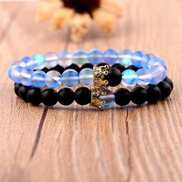 Strand 2023 Lovers Couples Crown Beads Bracelet Matching Gift Glitter Stone For Men And Women Jewellery