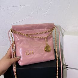 Classic Mini Shopping Bag Shoulder Bag With Chain Handle Handbag Gold Hardware Buckle Ribbed Garbage Bag Crossbody Bag Brand Designer Coin Purse 19x21cm