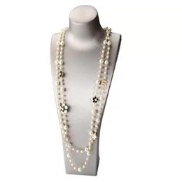 Luxury Jewellery High Quality Women Long Pendants Layered Pearl Necklace Collares Flower Party Jewelr190A