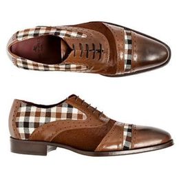 s Brogue Black Men Brown Patchwork Fabric Business Lace up Breathable Dress Men Casual Shoes a Buine Dre Cul Shoe