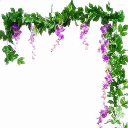 Decorative Flowers Arrival 2M Long Artificial Flower Wisteria Vine Garland Plants Foliage For Wedding Home Office El Decor 100 Pcs