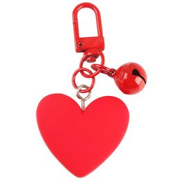 Keychains Fashion Candy Color Heart Love Keychain with Bells Keyring for Women Girls Backpack Bag Charms Key Chains Holder Couple Gifts