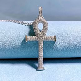 Pendant Necklaces Handmade Diamond Cross Necklace 100 Real 925 Sterling Silver Party Wedding Pendants For Women Men Jewelry 230519