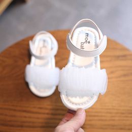 Summer Children Toddler Baby White Sandals For Little Kids Girls Organza Princess Dress Beach Sandals Shoe New 1 2 3 4 5 6 Years G220512