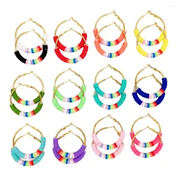 Hoop Earrings 50 Pairs/Lot Blue Orange Stainless Steel Polymer Clay For Women Wholesale Y2K Jewelry Handmade Ornament