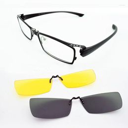 Sunglasses Frames 2PCS Polarized Clip On Night Vision Glasses And Optical Eyeglasses Frame Men Prescription Spectacles