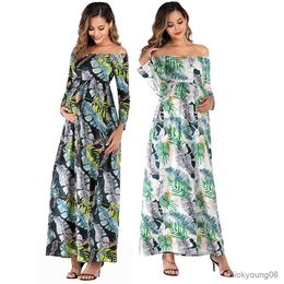 Pregnant Women Floral Long Dresses Maternity Gown Photography Photo Shoot Clothes Pregnancy Summer Beach Sundress New R230519