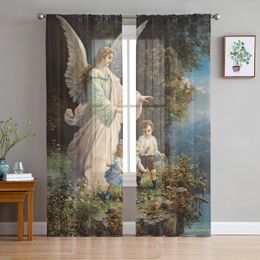 Curtain Angel Myth Legend Child Living Room Tulle Curtains Window Treatment Home Decor Bedroom Office Cafe Sheer