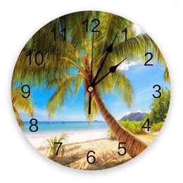 Wall Clocks Palm Tree Beach Cloud Boat Clock Home Decor Bedroom Silent Digital For Kids Rooms