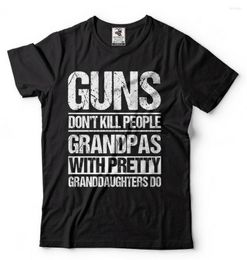 Men's T Shirts Grandpa T-shirt Guns Dont Kill People Grandfather Granddaughter Gift Funny Tee
