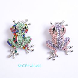 Rhinestone Cute Frog Metal Brooch Rhodium Plated Women Crystal Breast Pin Lady Corsage Sweater Accessories Ornaments Jewellery