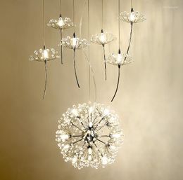 Pendant Lamps Europe Crystal Chandelier Dandelion Clothing Shop Restaurant Livingroom G4 LED Lighting Stairs Droplight American Flower Lamp