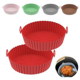 Baking Moulds Air Fryer Silicone Tray Reusable Basket Mat NonStick Round Microwave Pads Oven Liner Drop 230518