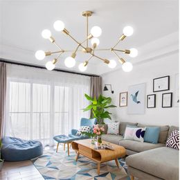 Pendant Lamps Nordic Modern Chandelier LED Light Gold/Black/White Spider Luxury Ceiling For Living Room Bedroom Decoration Home Lighting