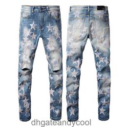 Man Star Designer Pants Denim High Street Style Amirres Decal Jeans Knee Slim Skinny Jeans 8ZYQ