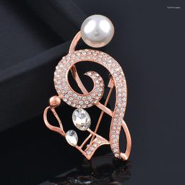 Brooches SINLEERY Crystal Music Note Pearl Women Pin Party Wedding Accessories Fashion Jewellery SSB