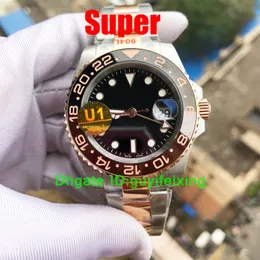 U1 Maker ST9 Watches Mens 126711 126715 Two Tone Rose Gold Ceramic Bezel Black Dial 904L Oyster Steel Bracelet Mechanical Automatic Men Casual Wristwatches