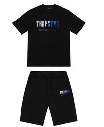 Mens Trapstar t Shirt Short Sleeve Print Outfit Chenille Tracksuit Black Cotton London Streetwear Breathable design 67ess